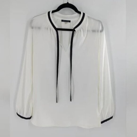 Tommy Hilfiger Tie Front White Blouse Long Sleeves Size S - Picture 2 of 3